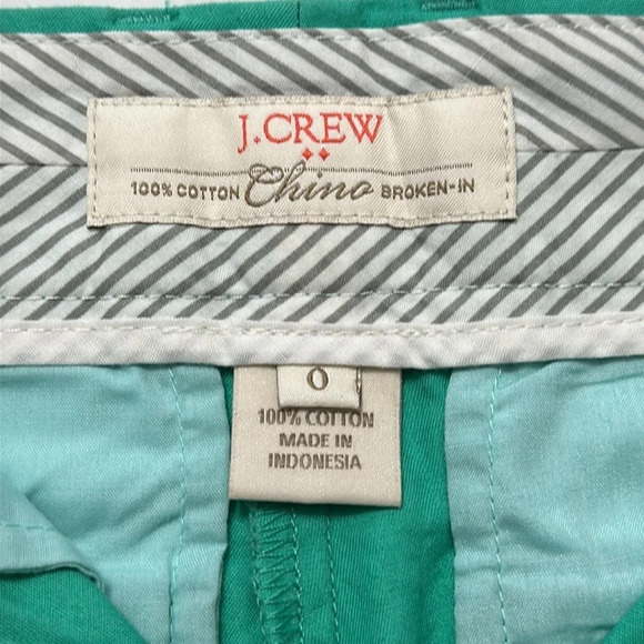 J Crew 100% Cotton Chino Broken In Green Shorts 3” Womens Size 0 - Picture 5 of 8